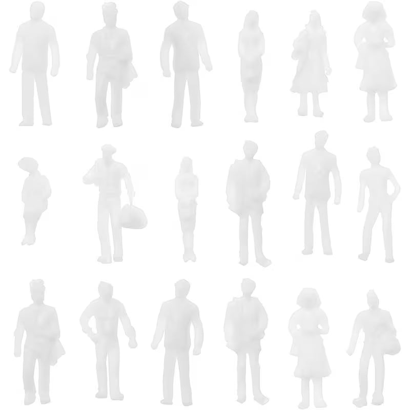 1:100 Scale White Miniature People